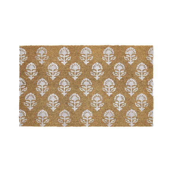 My Texas House Multi Block Floral Outdoor Coir Mat, 18" x 30"