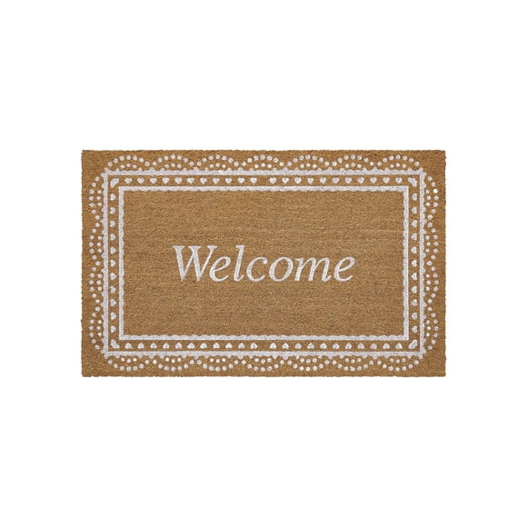 My Texas House Multi Welcome Heart Lace Outdoor Coir Mat, 18" x 30"