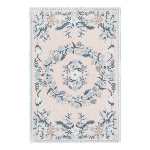 My Texas House Multicolor Floral Printed Faux Fur Machine Washable Indoor Area Rug, 2' x 3'