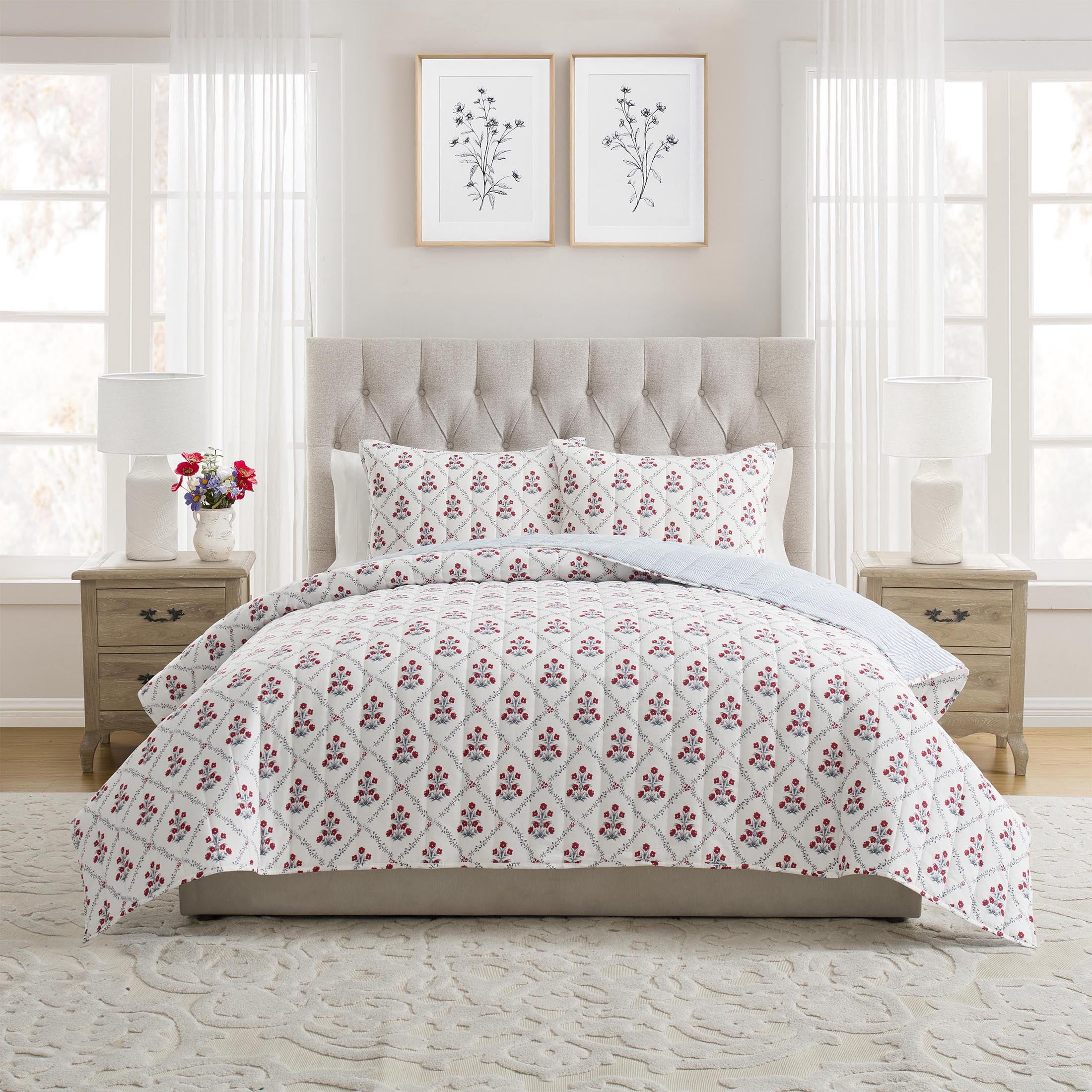 My Texas House Multicolor Trellis 3-Piece Adult Quilt Set, King
