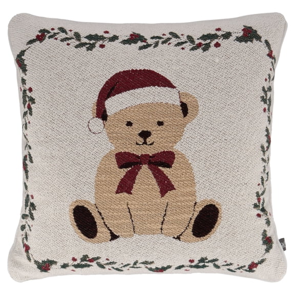 My Texas House Teddy Bear Decorative Christmas Pillow, Multicolor, 18" x 18"