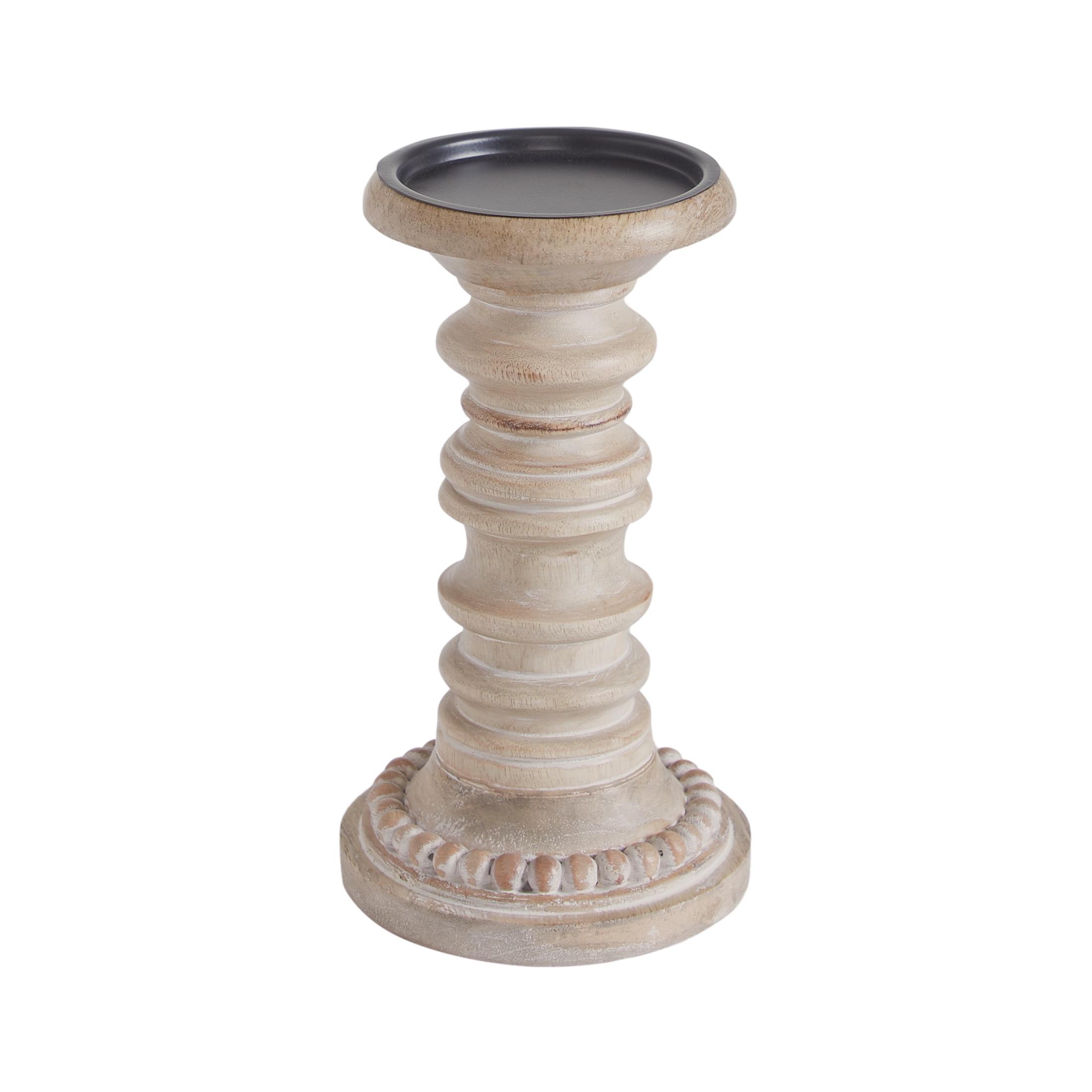 My Texas House Natural Mango Wood Pedestal Candle Holder, 8" Height - image 1 of 5