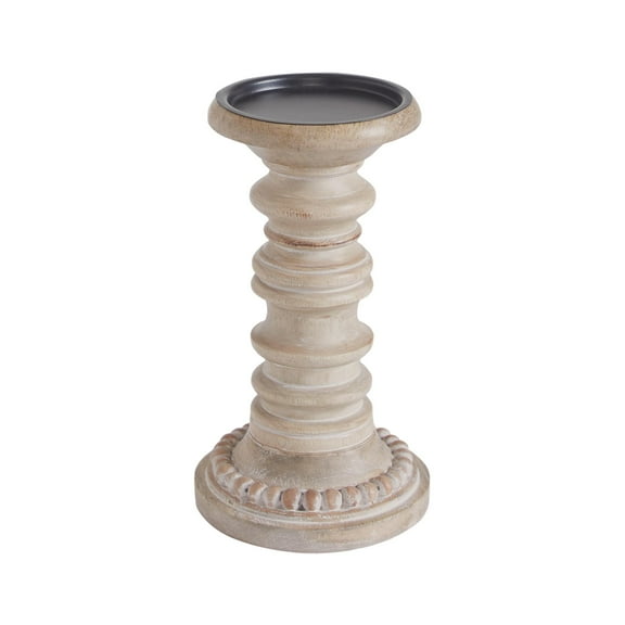 My Texas House Natural Mango Wood Pedestal Candle Holder, 8" Height