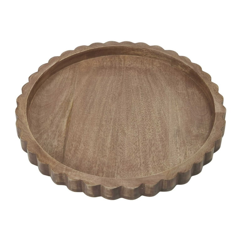 My Texas House Natural Mango Wood Round Decorative Tray, 16