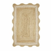 My Texas House Natural/White Scallop Jute with Border Area Rug, 5' x 8'