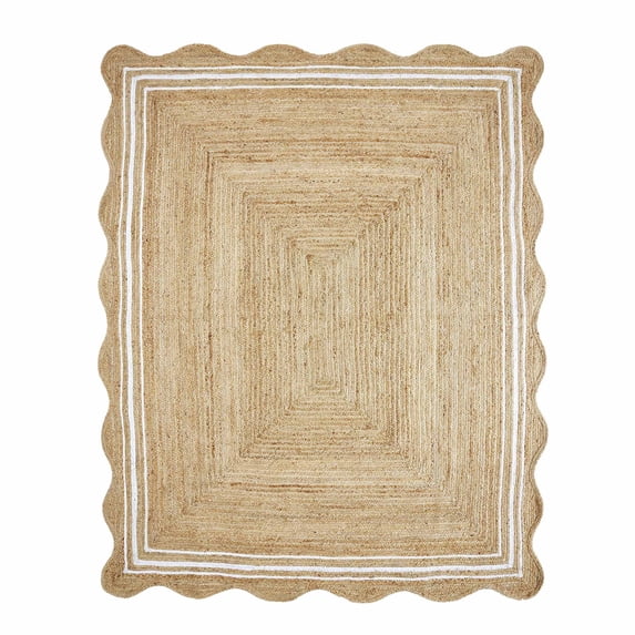My Texas House Natural/White Scallop Jute with Border Area Rug, 9' x 12'
