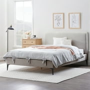 My Texas House Newcastle Upholstered Platform Bed, Queen, Light Gray