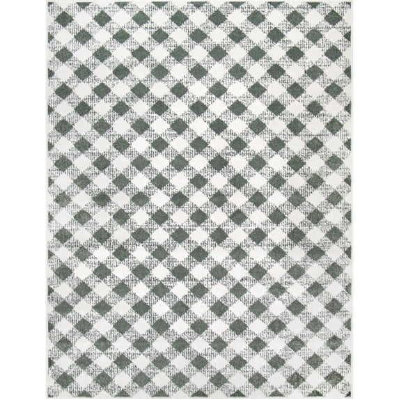 My Texas House Noelle 3'11" x 5'6" Green White Plaid Indoor Area Rug