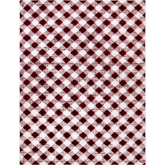 My Texas House Noelle 8'6" x 11'6" Burgundy White Plaid Indoor Area Rug
