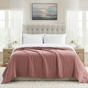 My Texas House Palmer Dusty Mauve Muslin Flannel Bed Blanket, King