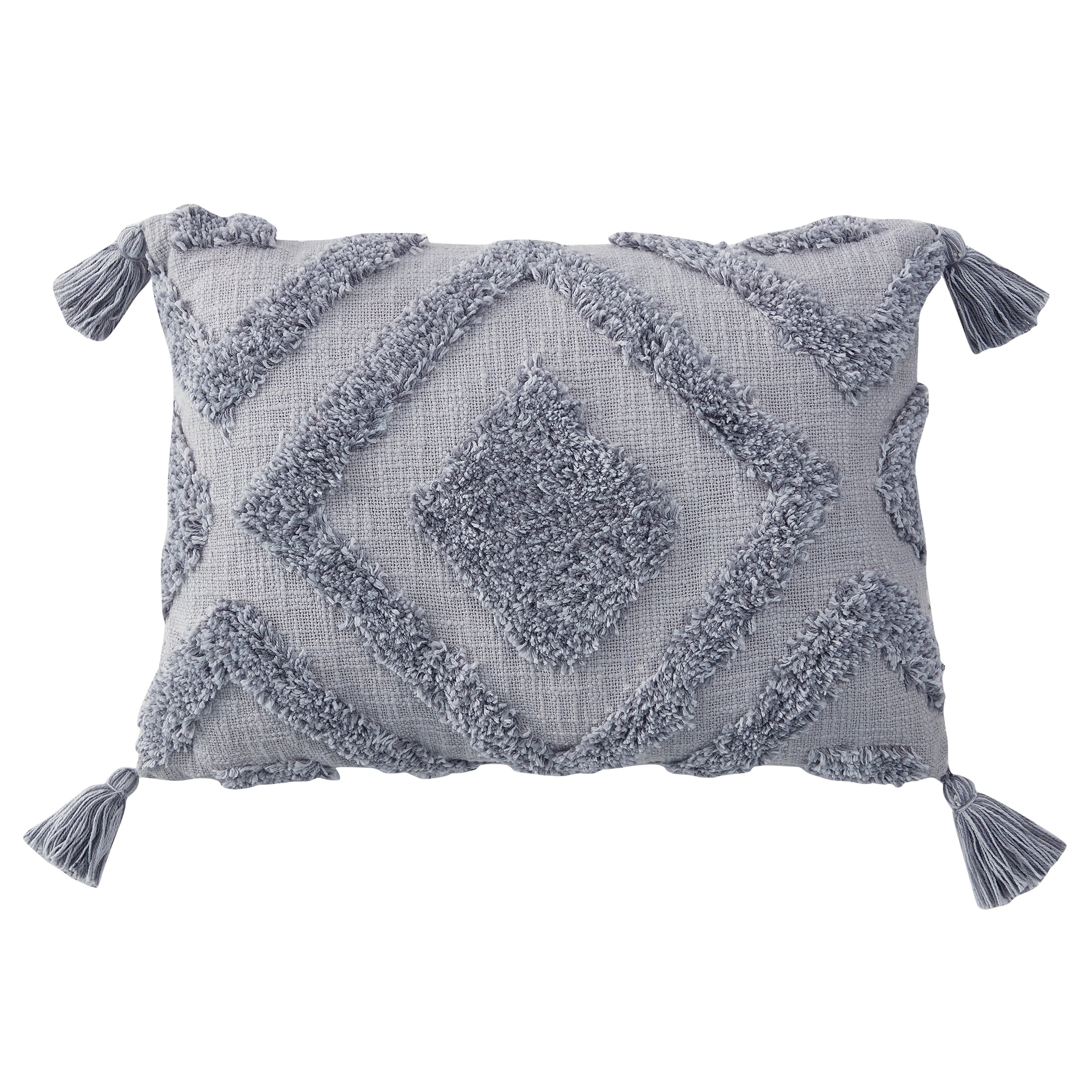 My Texas House Parker Tufted Cotton Oblong Decorative Pillow, 14 x 20,  Grey