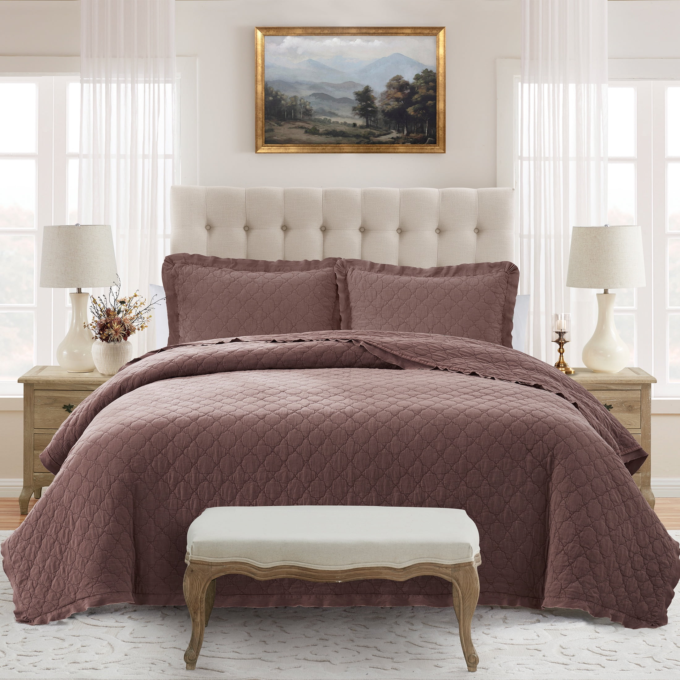My Texas House Penelope Brown Adult 3-Piece Quilt Set, Full/Queen