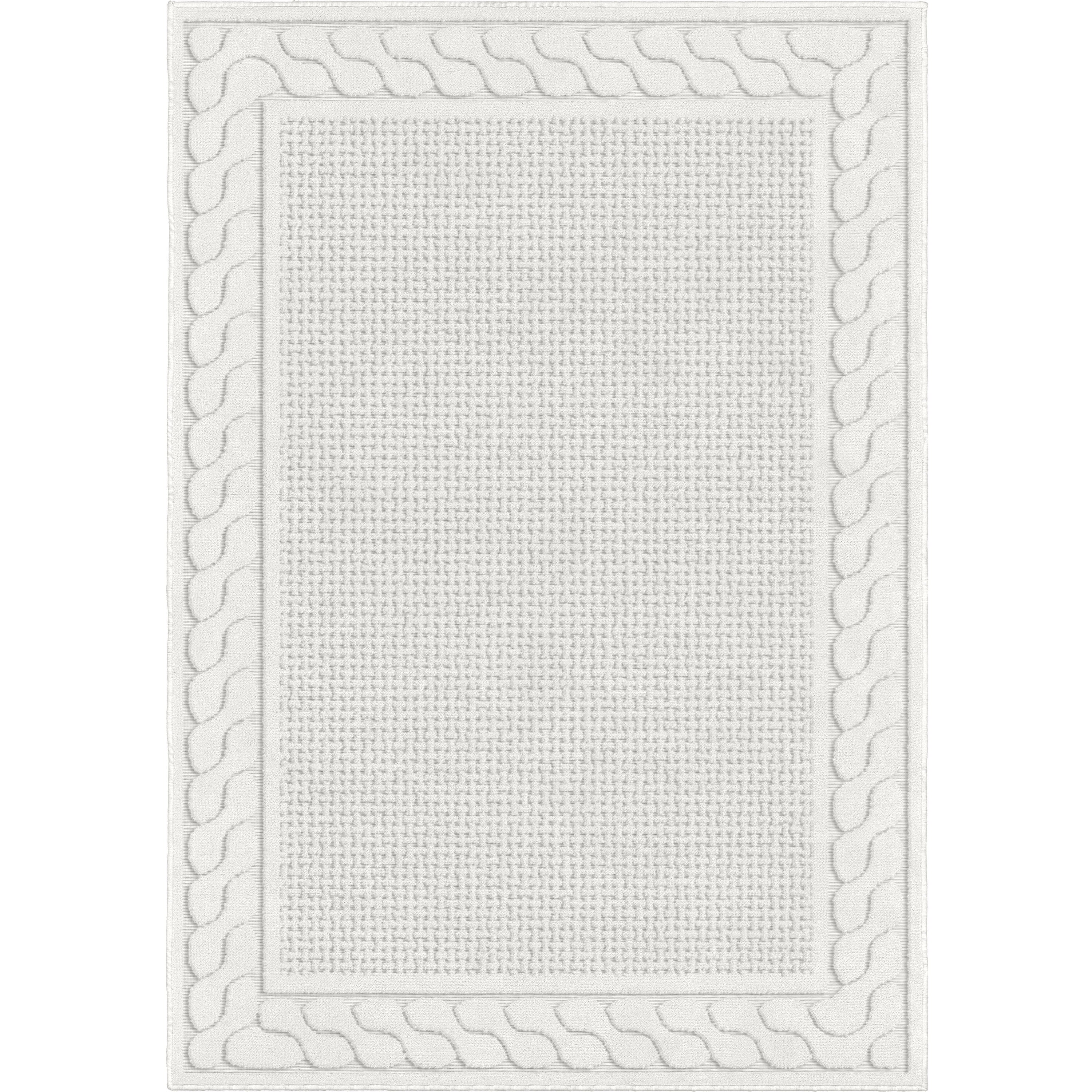 Ivory Braided Rectangular Synthetic 4' x 6' Area Rug