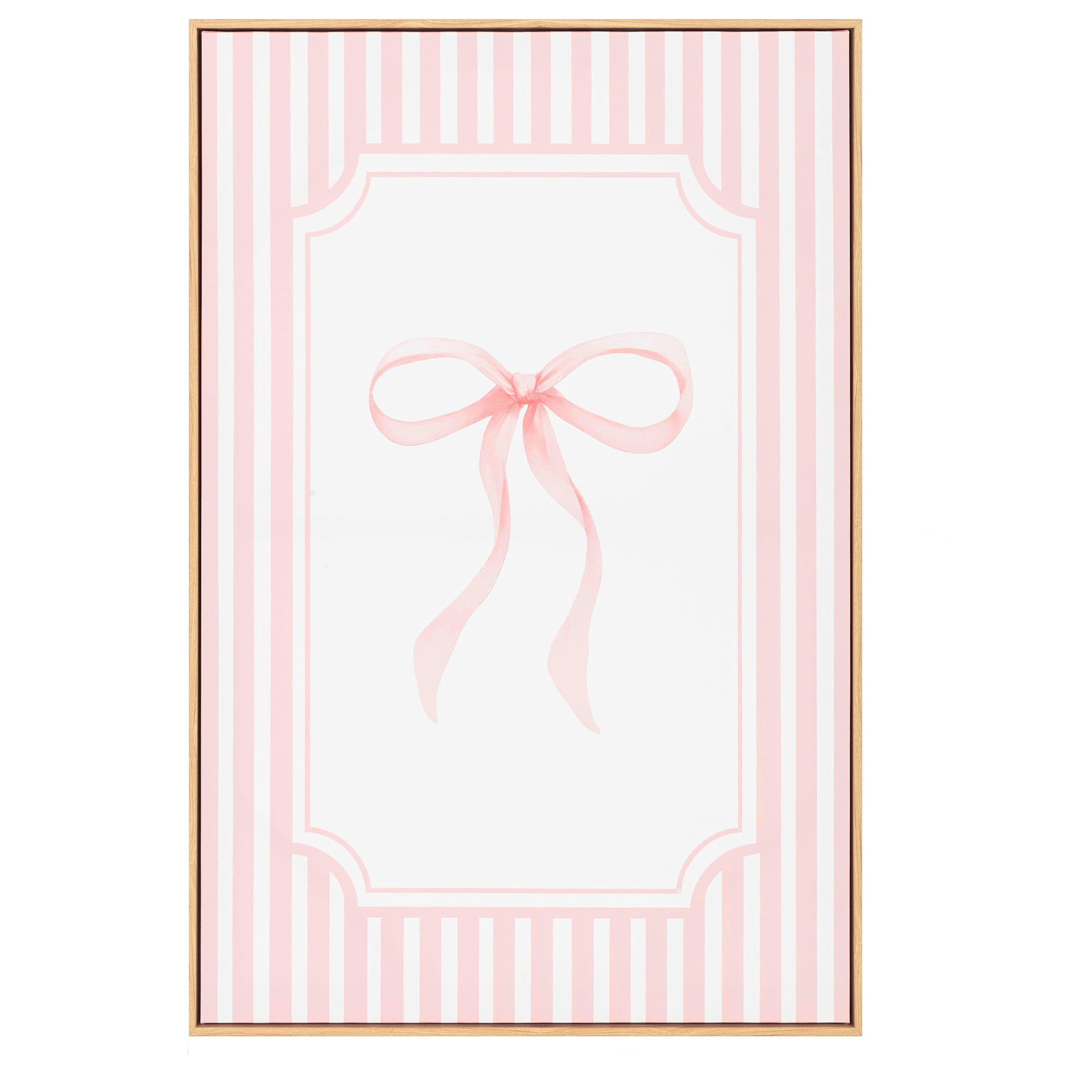 My Texas House Pink Bow on Stripes 20" x 30" Fashion Framed Wall Art