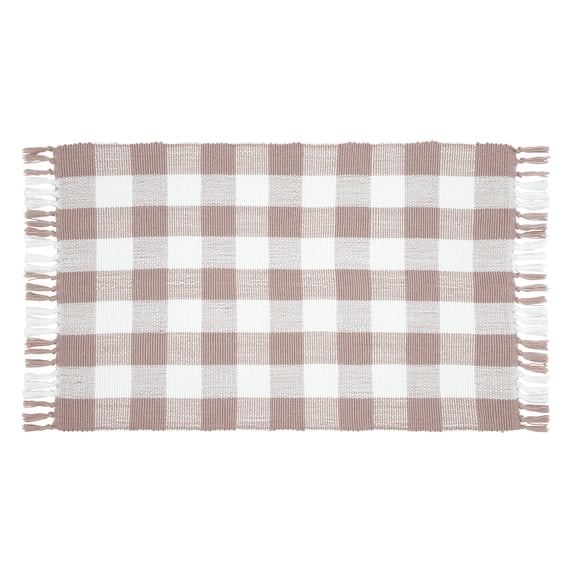Gingham Fringe Valentine's Day Indoor/Outdoor Layering Rug, Pink and ...