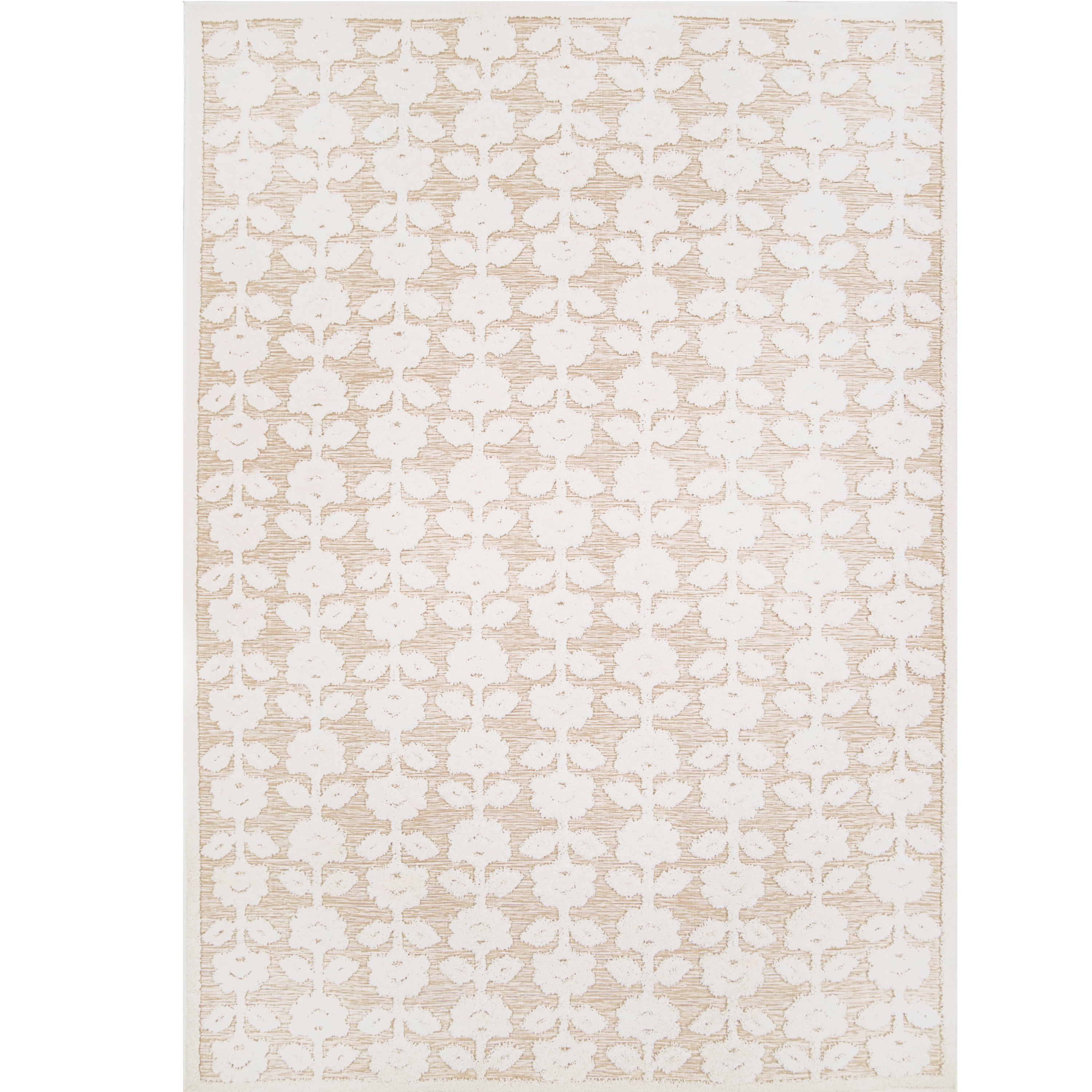 2' x 3' Beige Floral Indoor Outdoor Area Rug