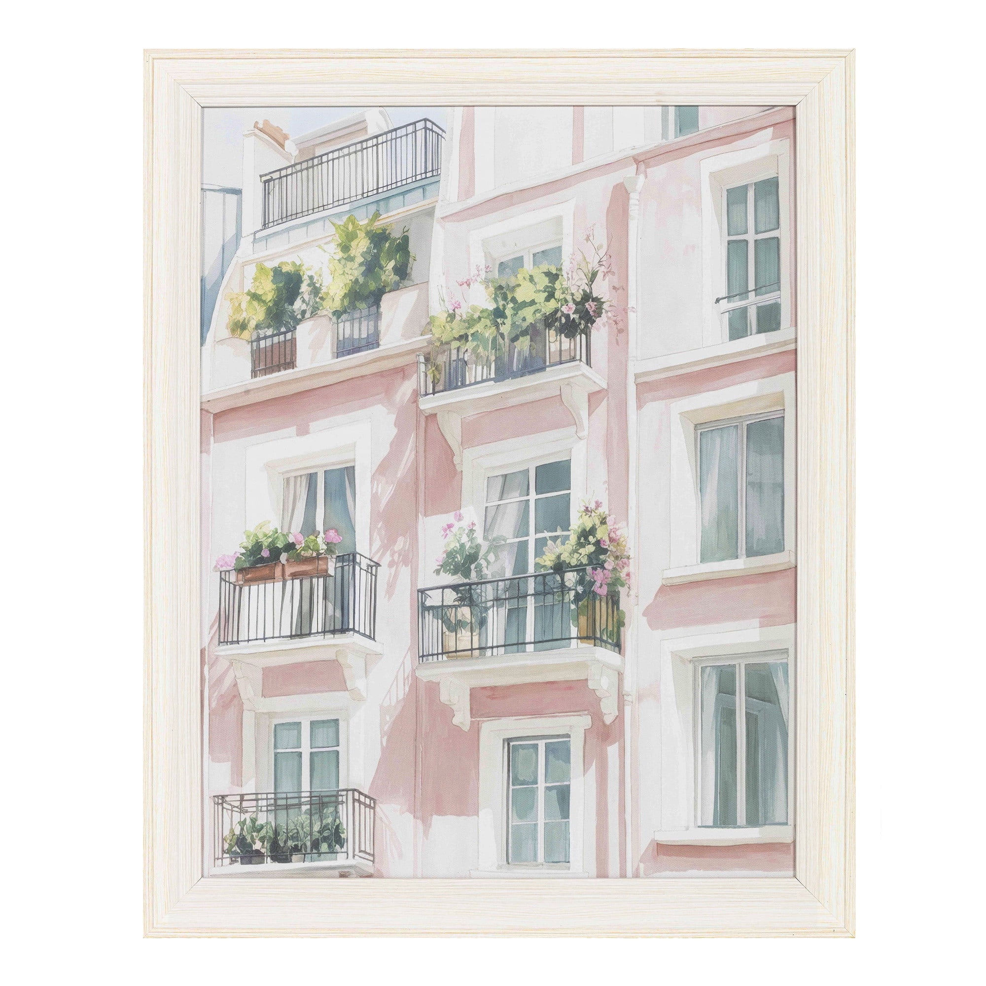 My Texas House Pretty Pink Balcony 16" x 20" Travel Framed Wall Art