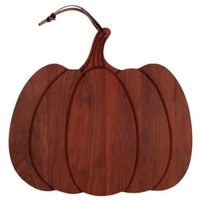 My Texas House Fall Wood Pumpkin-Shaped Serving Board, Brown, 12" x 13"