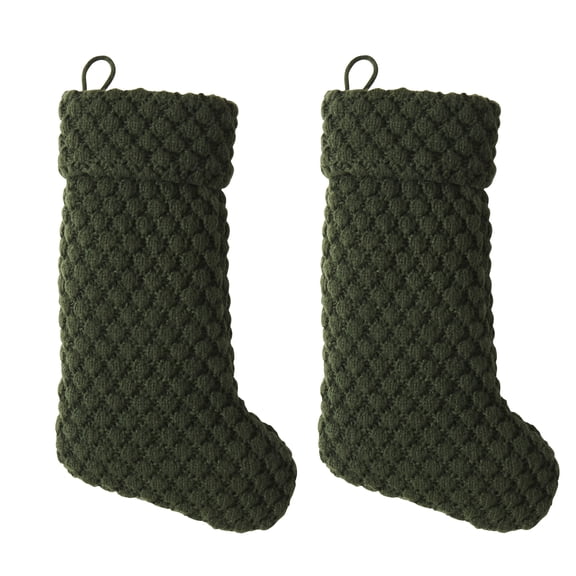 My Texas House Ralph Green Textured Knit Christmas Stockings, 20" x 10" (2 Count)