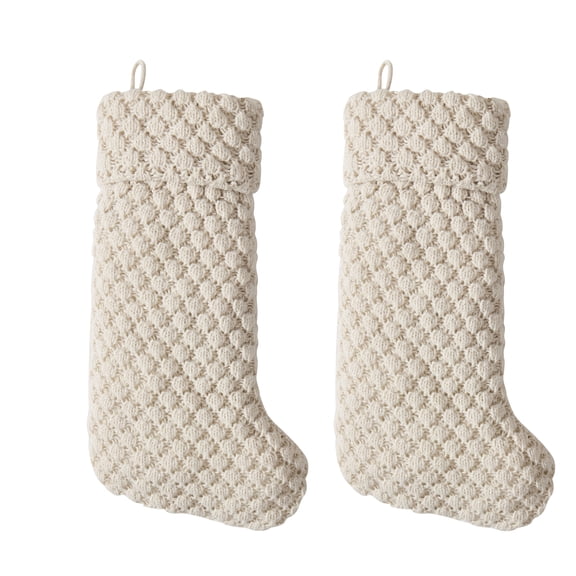 My Texas House Ralph Ivory Sweaterknit Christmas Stockings, 20" x 10" (2 Count)