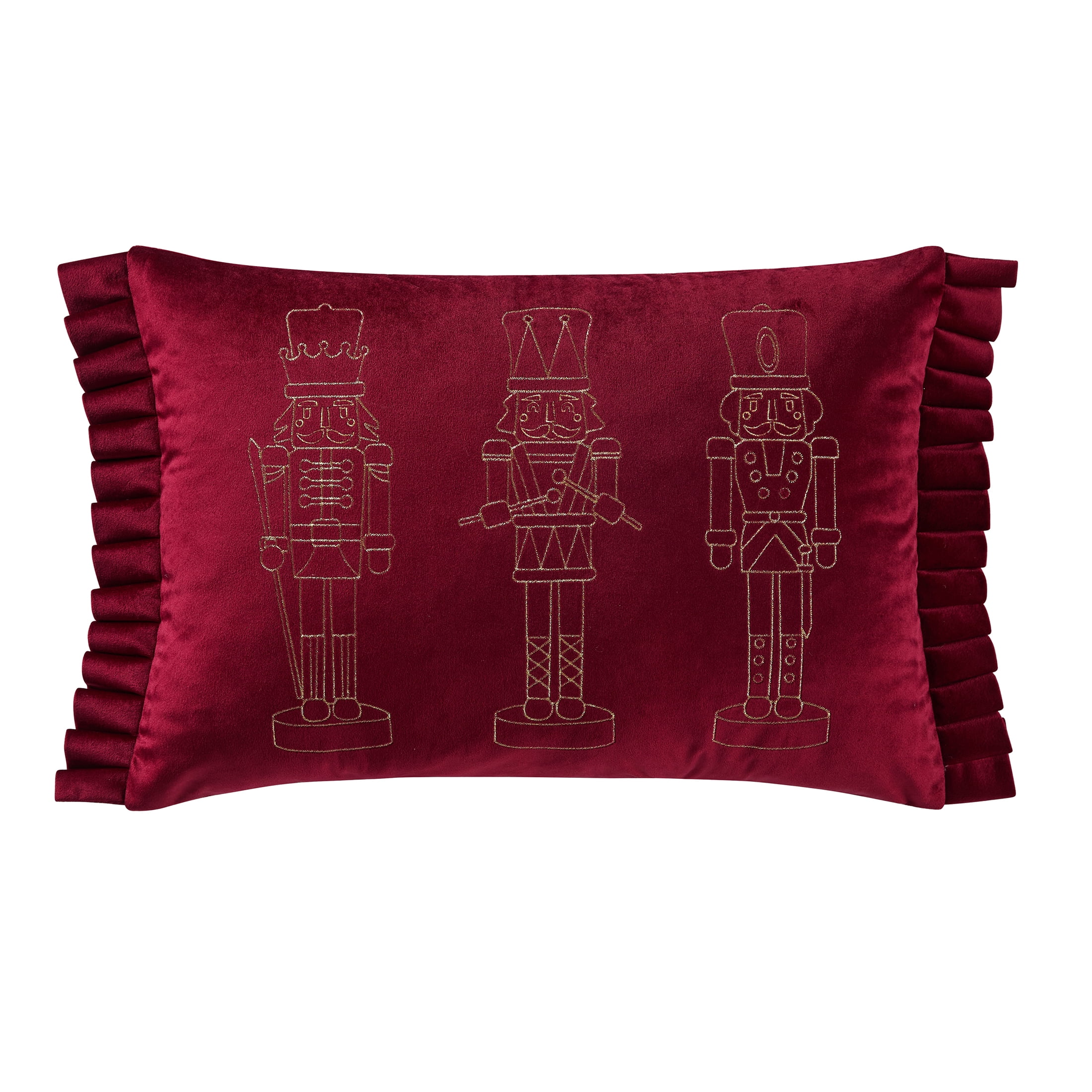 My Texas House 14" x 20" Red Embroidered Nutcracker Decorative Pillow