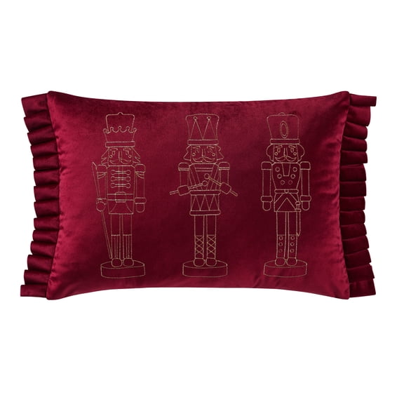 My Texas House 14" x 20" Red Embroidered Nutcracker Decorative Pillow