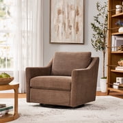 My Texas House Roan Swivel Accent Chair, Brown Fabric Upholstery