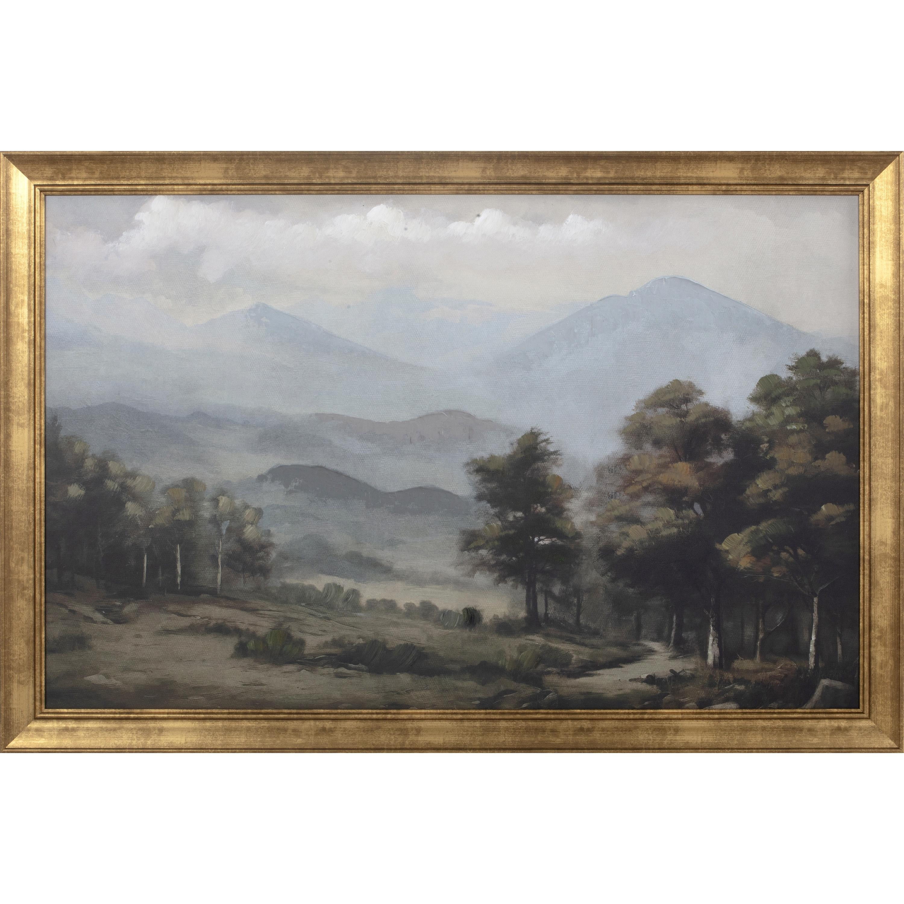 My Texas House Rolling Hills Landscape Framed Embellished Canvas Board 36" W x 24" H