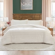 My Texas House Rosealinn 2-Piece Bright White Velvet Adult Comforter Set, Twin/TwinXL