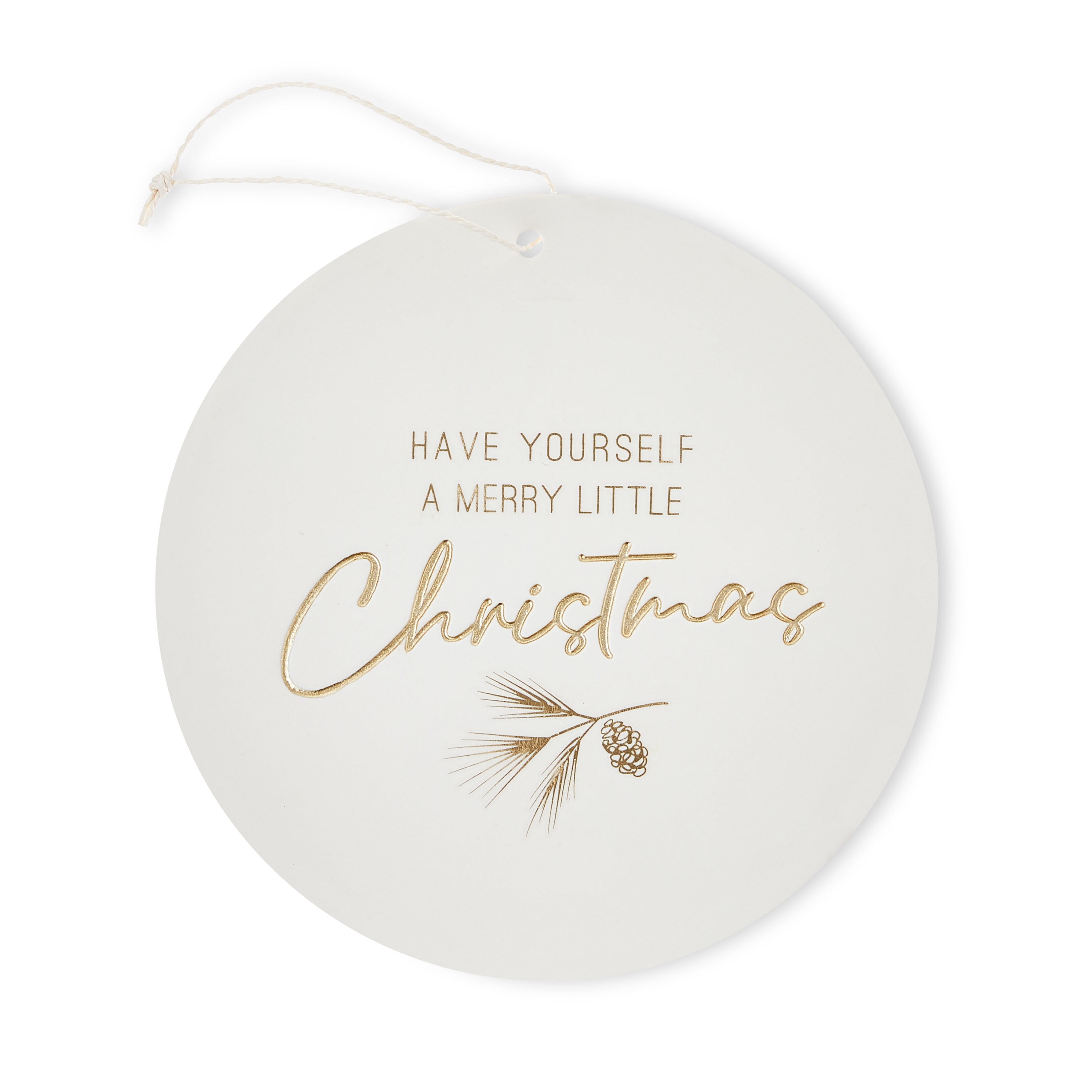 My Texas House Round White Merry Christmas Sign, 10"