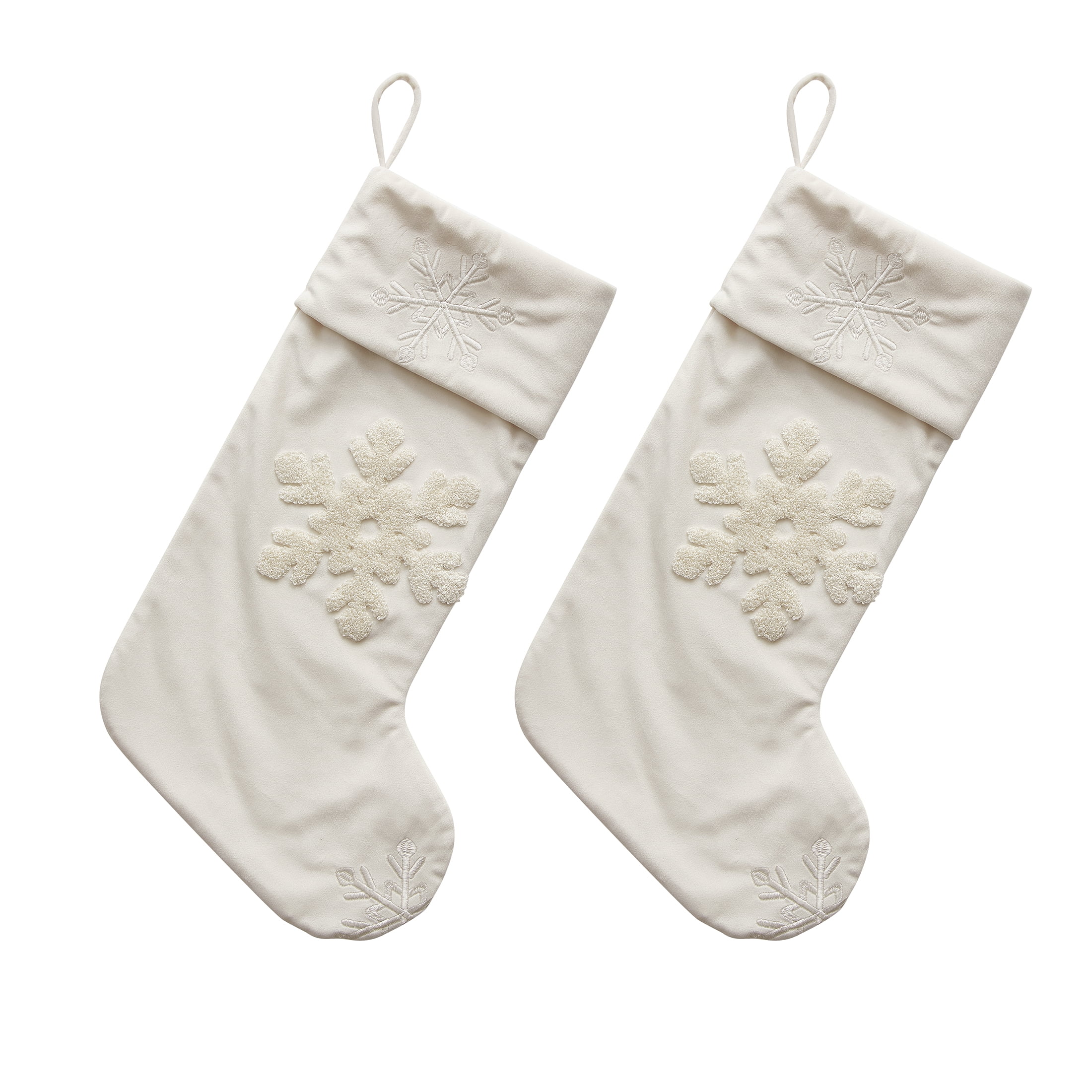 My Texas House Savannah Coconut Milk Embroidered Christmas Stockings, 21" (2 Count)