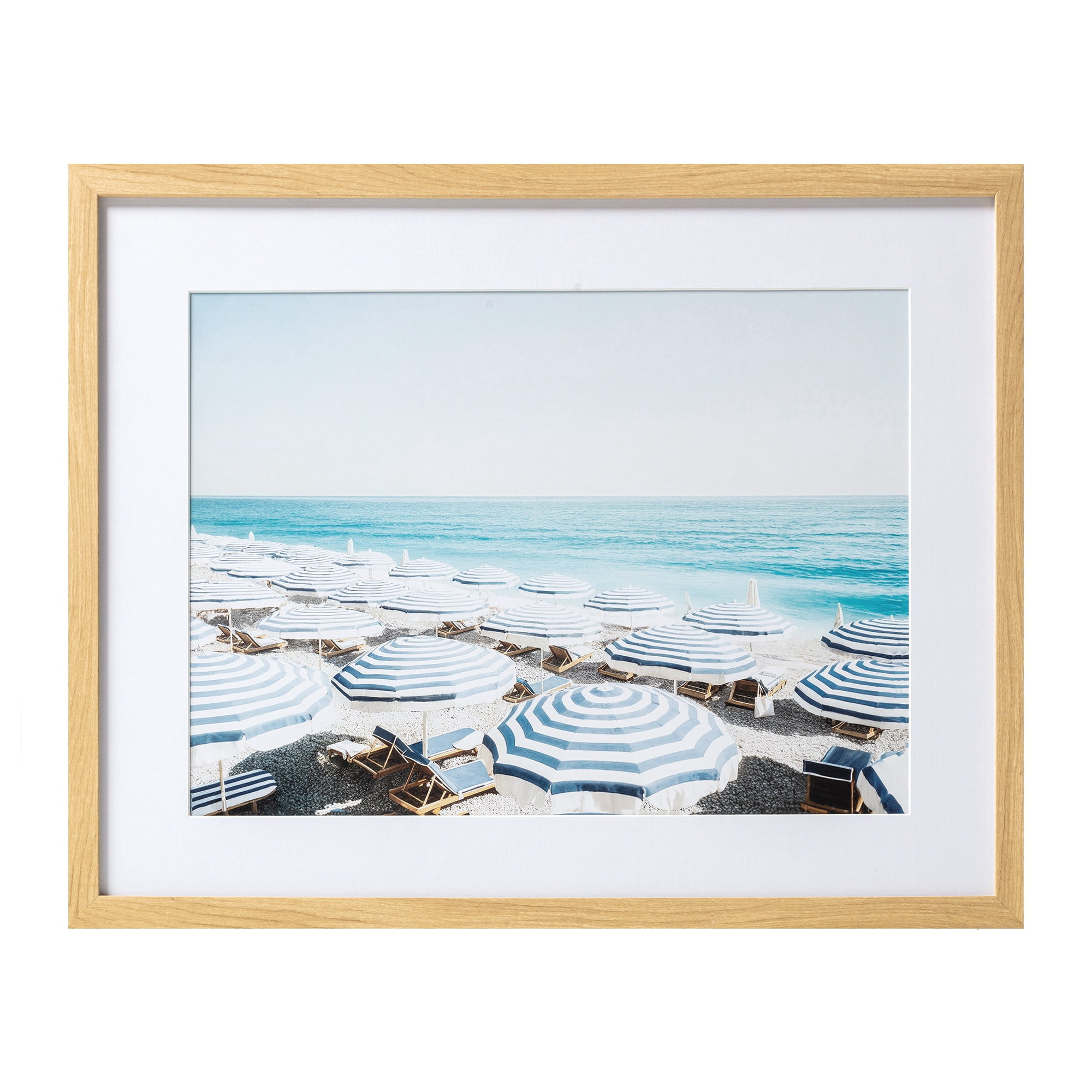 My Texas House Sea Blue Umbrellas 20" x 16" Coastal Framed Wall Art