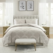 My Texas House Sienna Leaf 3-Piece White Pepper Taupe Floral Comforter Set, King