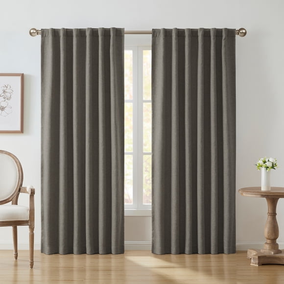 My Texas House Solid Steeple Gray Rod Pocket Back Tab Blackout Curtain Panel, 52" x 84"
