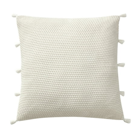 My Texas House Sophia Sweater Knit Decorative Pillow Cover, 20" x 20", Ivory