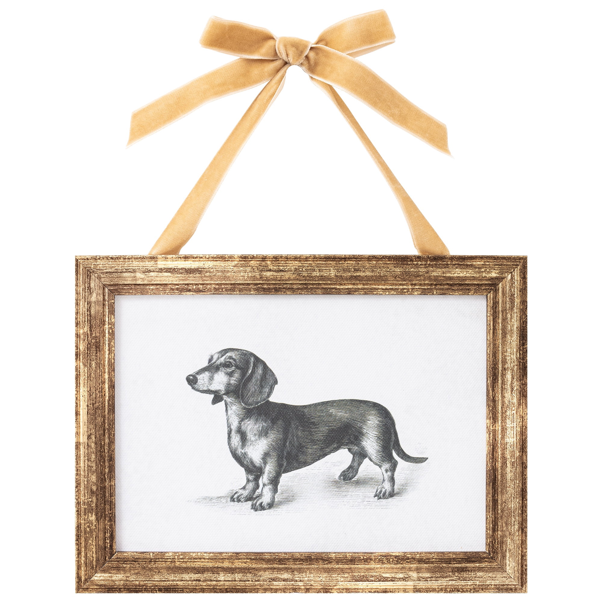 My Texas House Spring Art Dachshund Drawing Framed Canvas w/Velvet Hanger 8x6