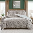 thumbnail image 1 of My Texas House Stacy 3-Piece Ivory Floral Printed Velvet Comforter Set, Full/Queen, 1 of 4