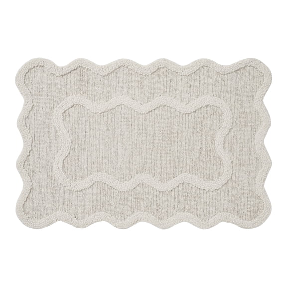 My Texas House Stella Ivory Scallop Wool Indoor Area Rug, 24 in x 36 in