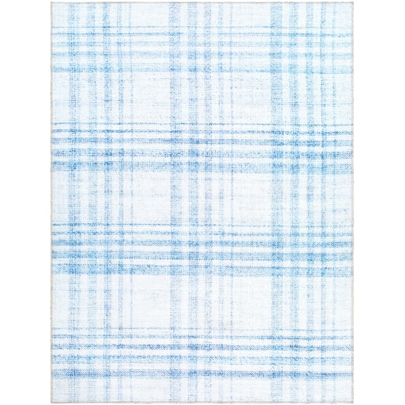 My Texas House Sutton Blue Plaid Indoor Washable 5' x 8' Area Rug