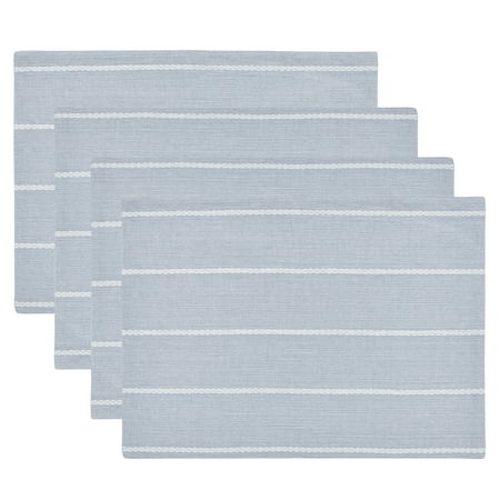 My Texas House Sutton Pick Stitch Reversible Cotton 14" x 20" Placemats, 4 Pack, White