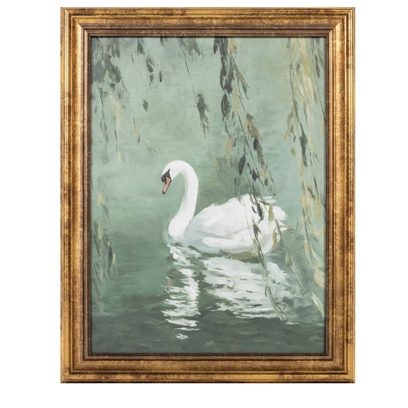 My Texas House Swan in Nature Green 11" x 14" Coastal Framed Wall Art