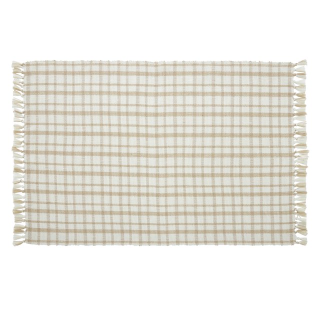 My Texas House Tan Plaid Indoor/Outdoor Layering Rug, 38