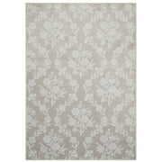 My Texas House Taupe Flower Damask Machine Washable Indoor Area Rug, 5' x 7'