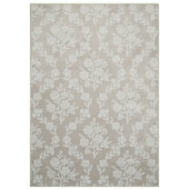 My Texas House Taupe Flower Damask Machine Washable Indoor Area Rug, 5' x 7'