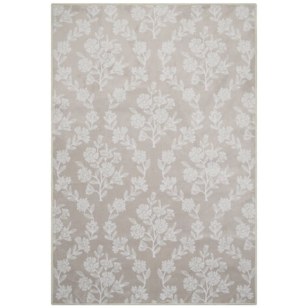 My Texas House Taupe Flower Damask Machine Washable Indoor Area Rug, 8'10" x 12'