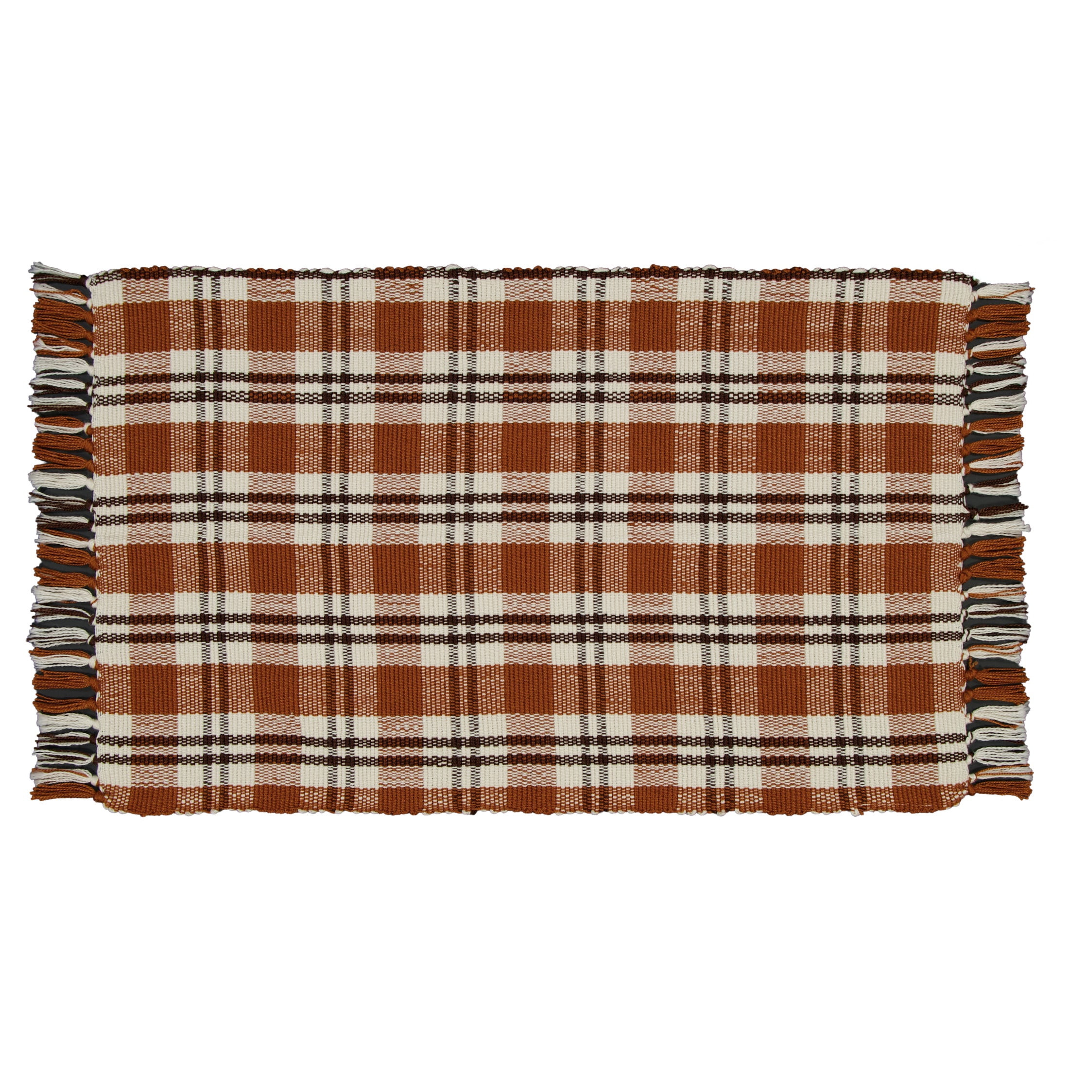 My Texas House Fall Taupe Plaid Indoor/Outdoor Layering Rug, 24" x 38"