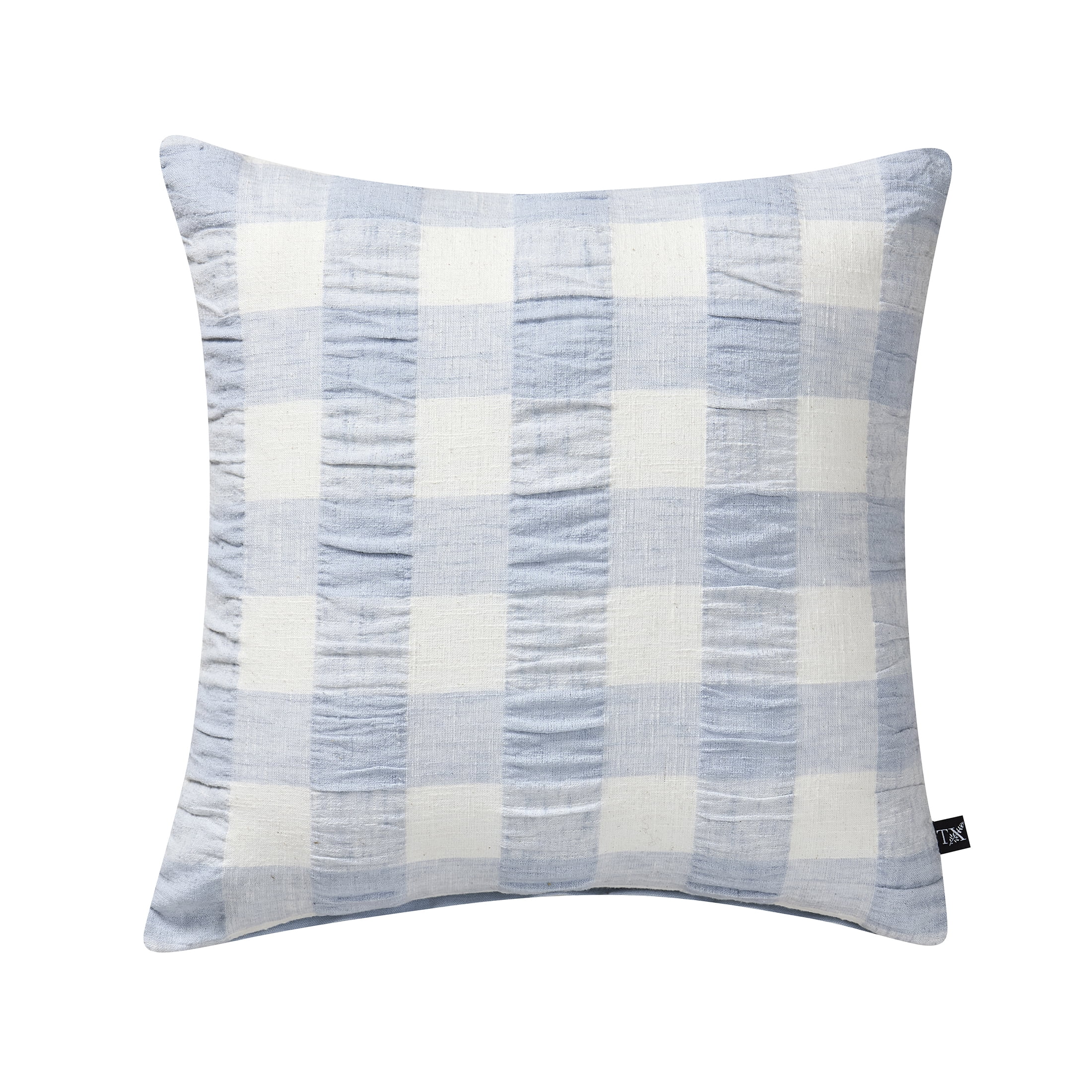 My Texas House 18" x 18" Blue Textured Plaid Decorative Pillow Cover