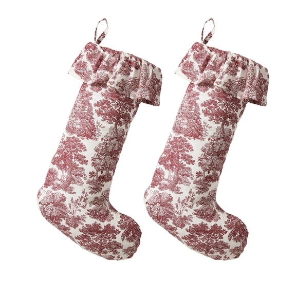 My Texas House Red Trees Toile Christmas Stockings, 20" x 10" (2 Count)