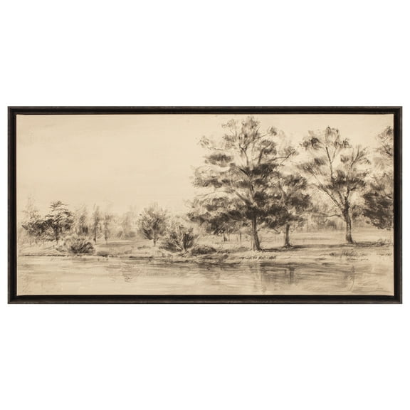 My Texas House Trees In Charcoal Framed Art 40x20