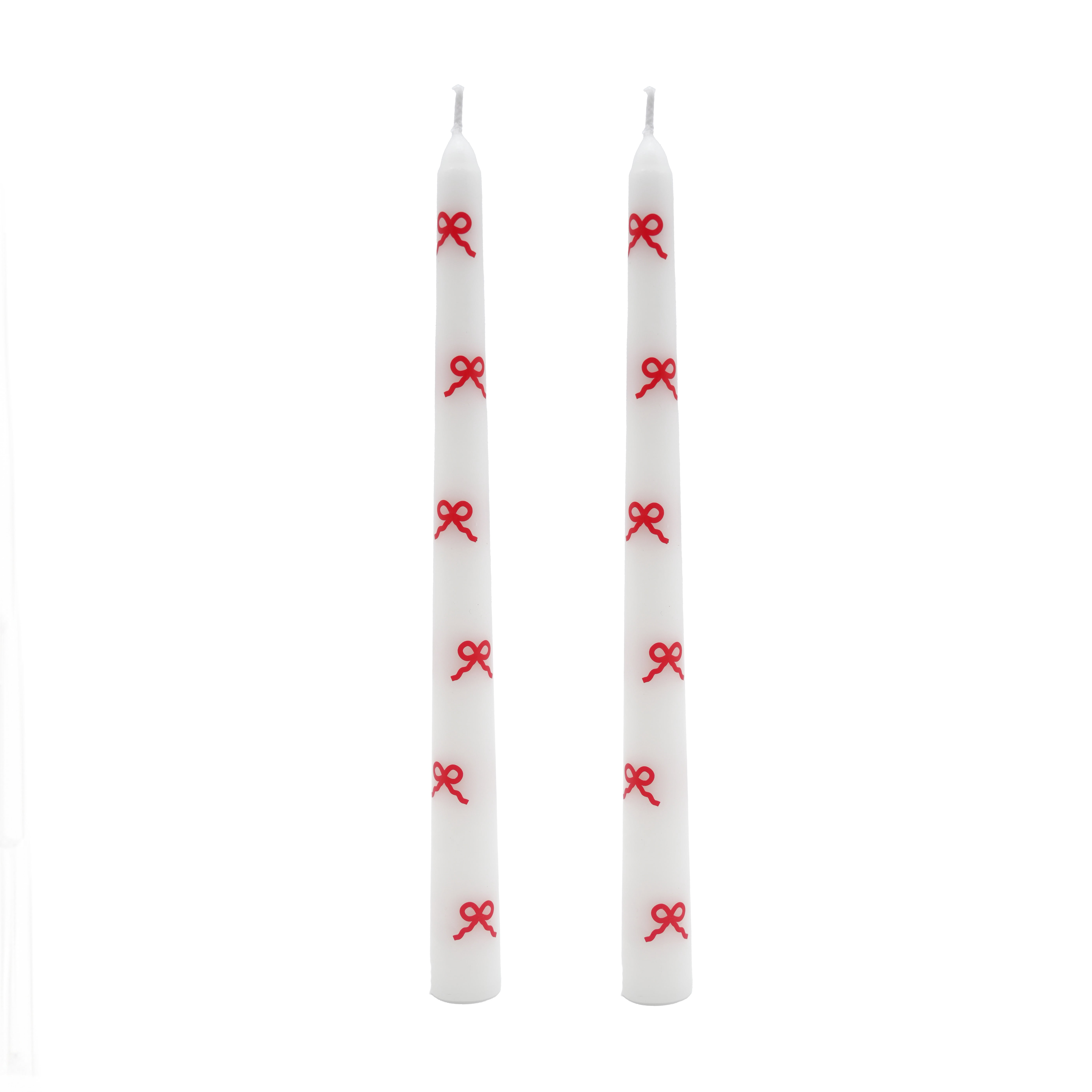 My Texas House Valentine 10 in Red Bow White Taper Candles, Unscented, 2 Count